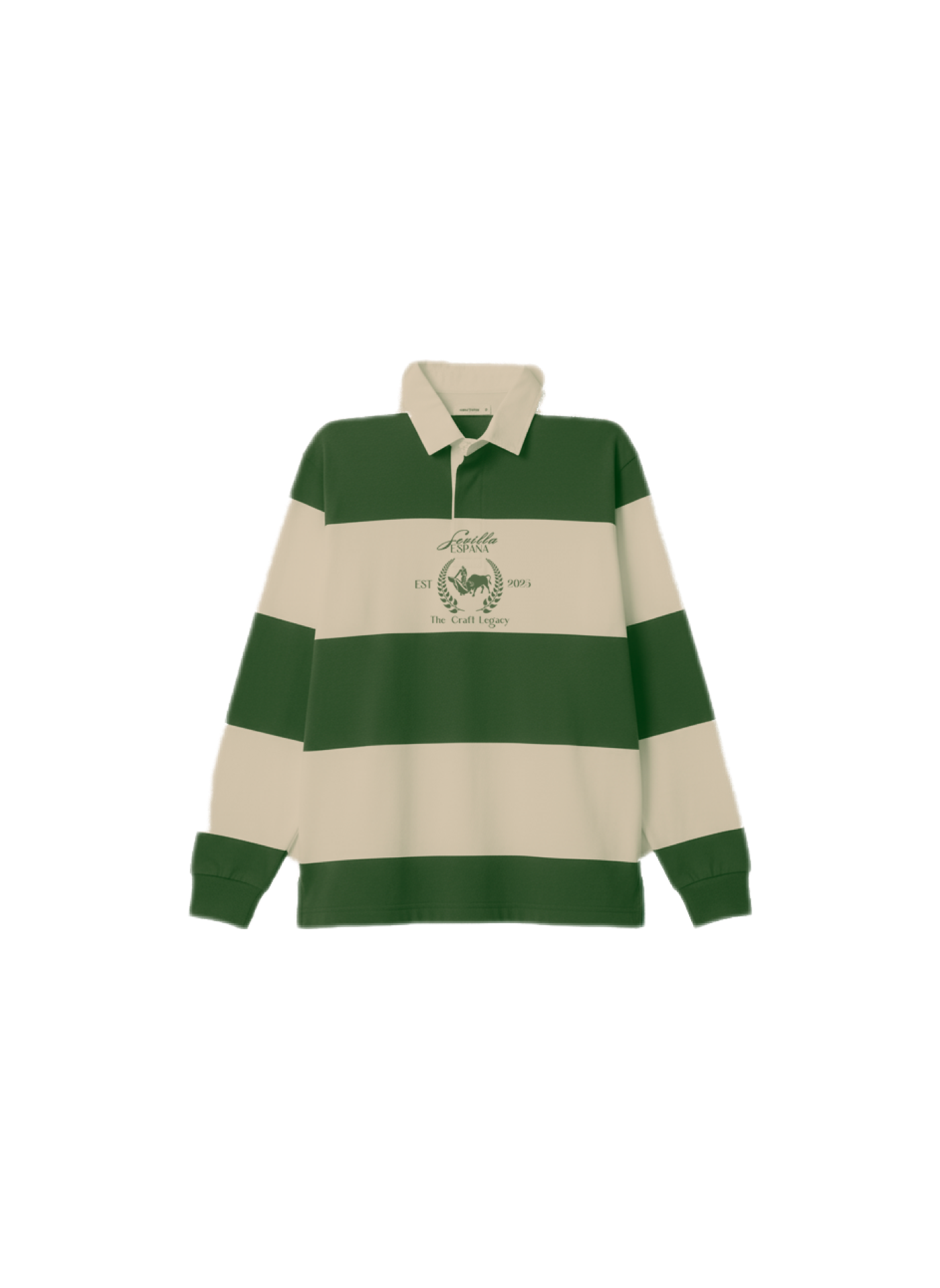 Long-Sleeve Polo Shirt Green/Beige