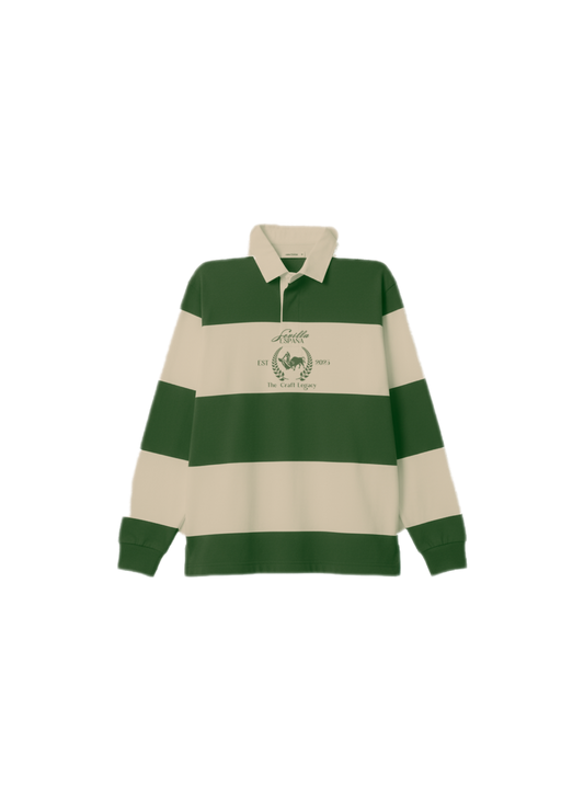 Long-Sleeve Polo Shirt Green/Beige