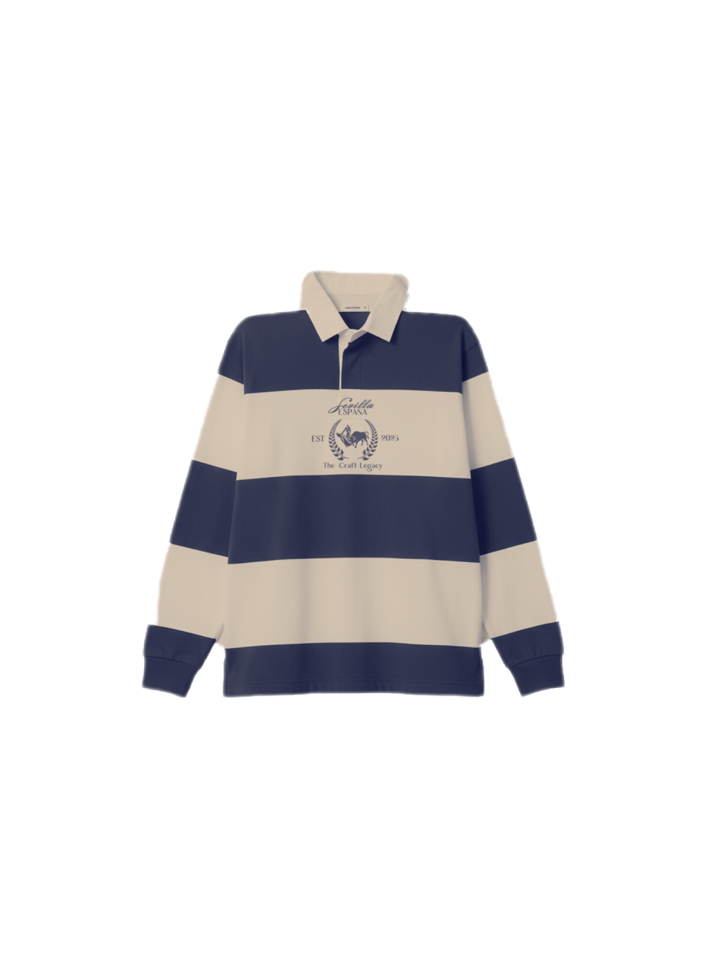 Long-Sleeve Polo Shirt Blue/Beige