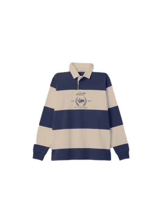 Long-Sleeve Polo Shirt Blue/Beige